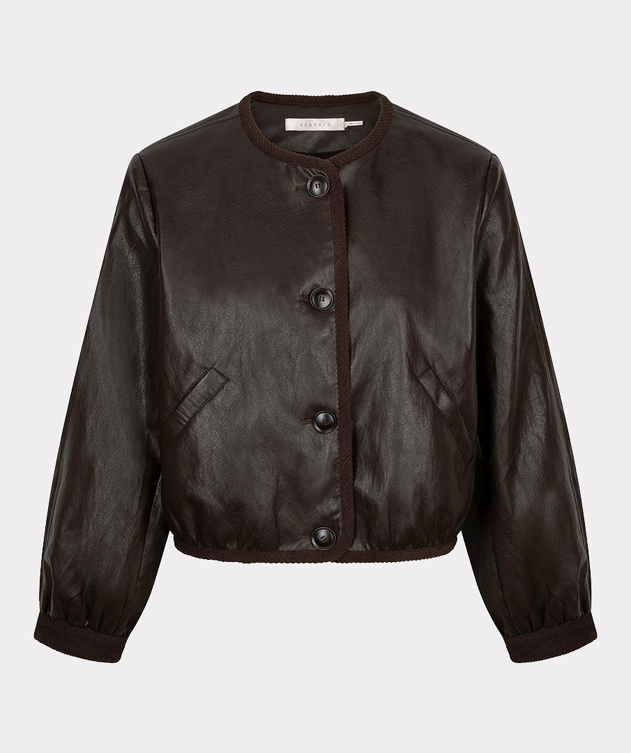 EsQualo Short PU Crinkle Jacket, Cacao