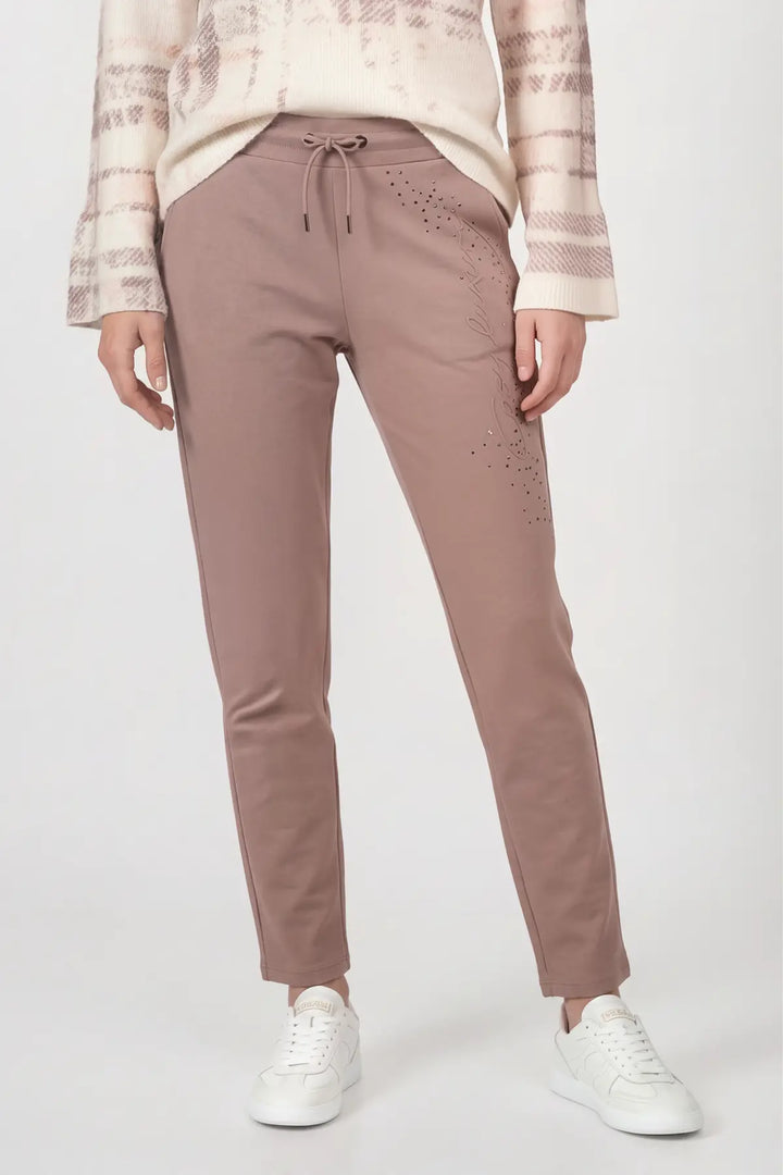 Monari Taupe Joggers with Rhinestones