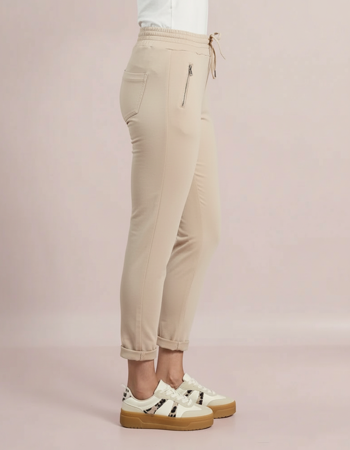 Decollage Beige Zip Pocket Joggers
