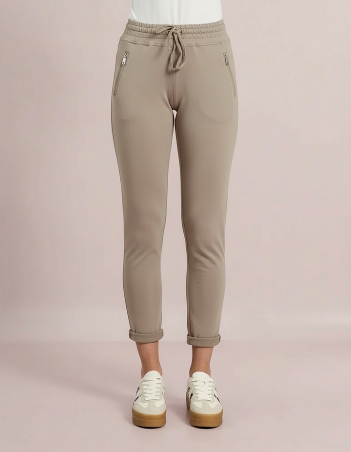 Decollage Taupe Zip Pocket Joggers