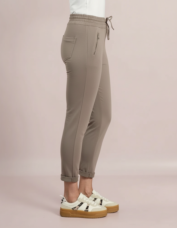 Decollage Taupe Zip Pocket Joggers