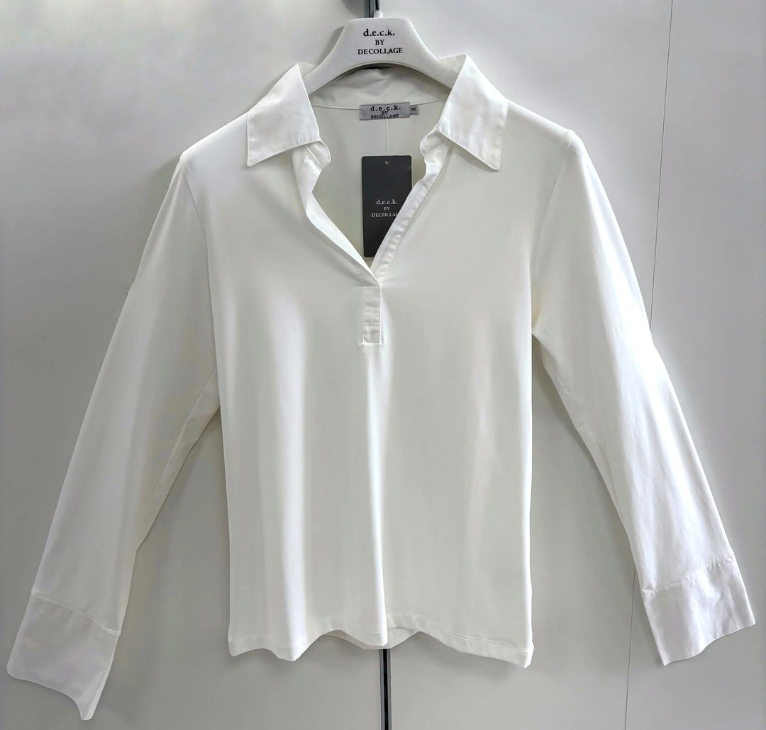 Decollage Cream Stretch Collar & Cuff Shirt