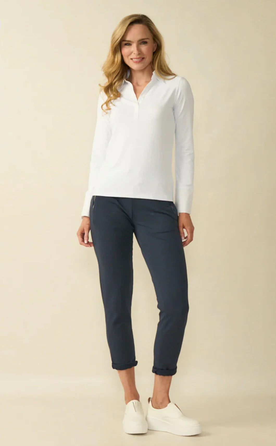 Decollage White Stretch Collar & Cuff Shirt