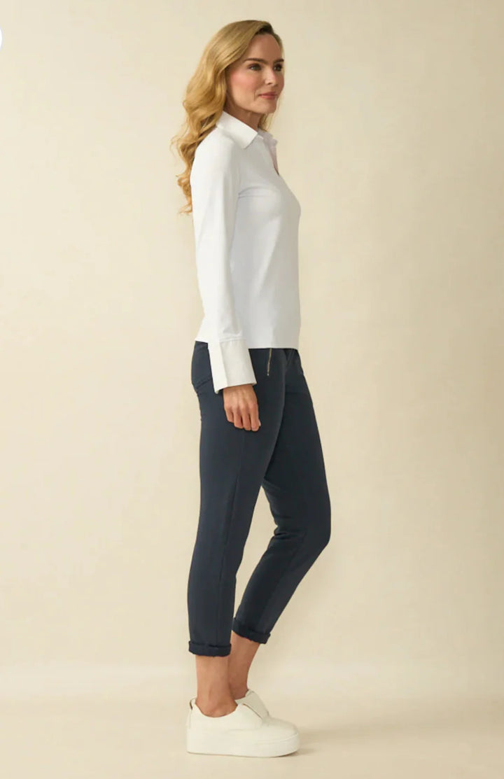 Decollage White Stretch Collar & Cuff Shirt