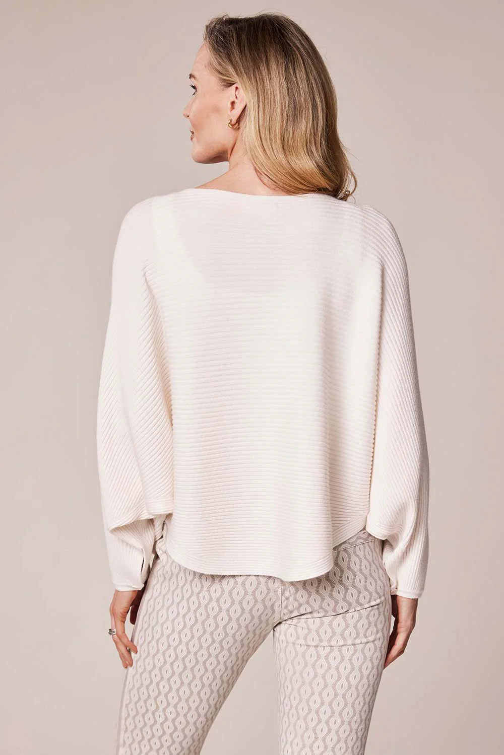 Decollage Beige Ribbed Batwing Sweater