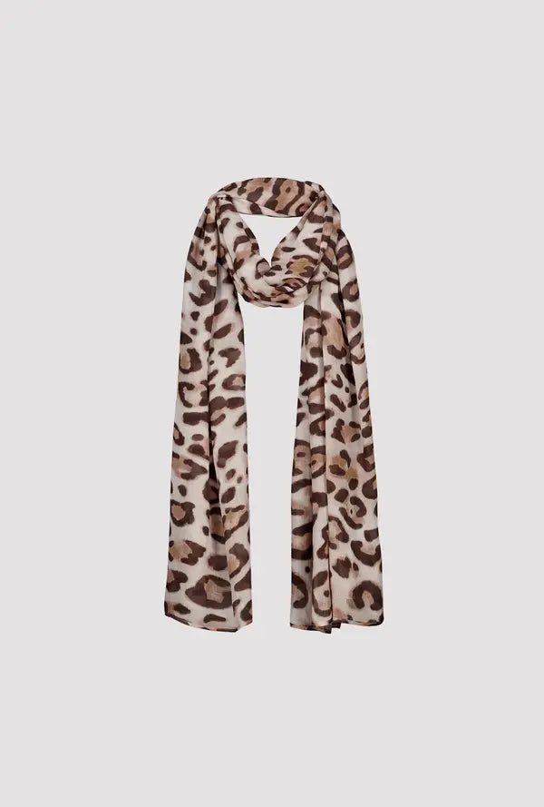 Monari Scarf Scarf with Leopard Print, Hazel Pattern