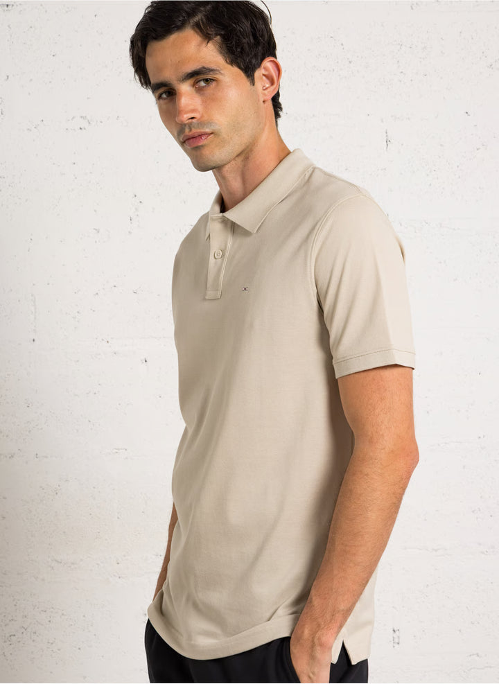 Eden Park Straight Cotton Polo Shirt, Beige