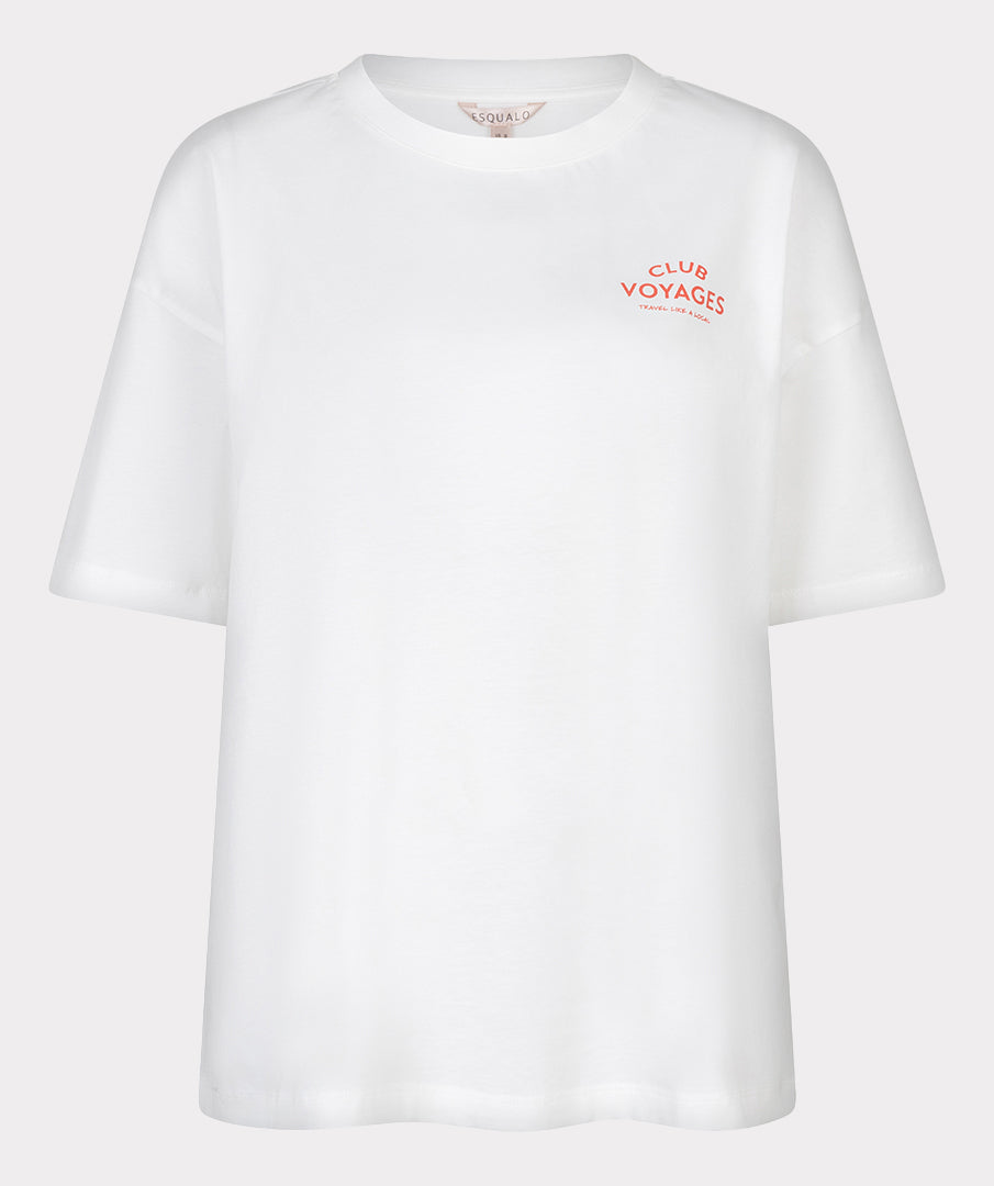 Esqualo Off White 'Club Voyages' Printed Top