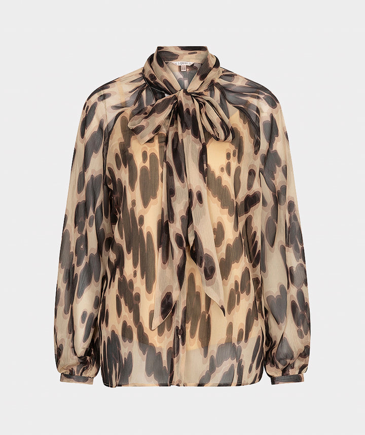 EsQualo Scarf Soft Embrace Blouse, Brown