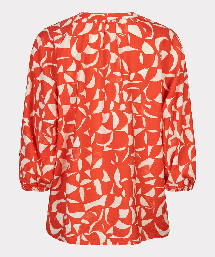 EsQualo Geometric Print V-Neck Blouse