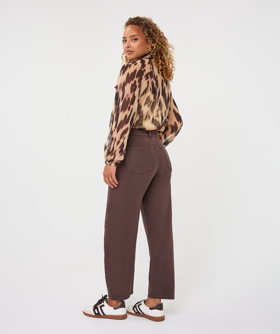 EsQualo Scarf Soft Embrace Blouse, Brown