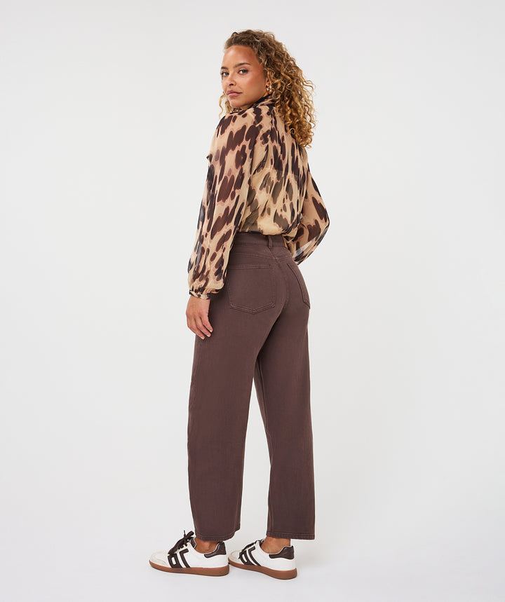 EsQualo Scarf Soft Embrace Blouse, Brown