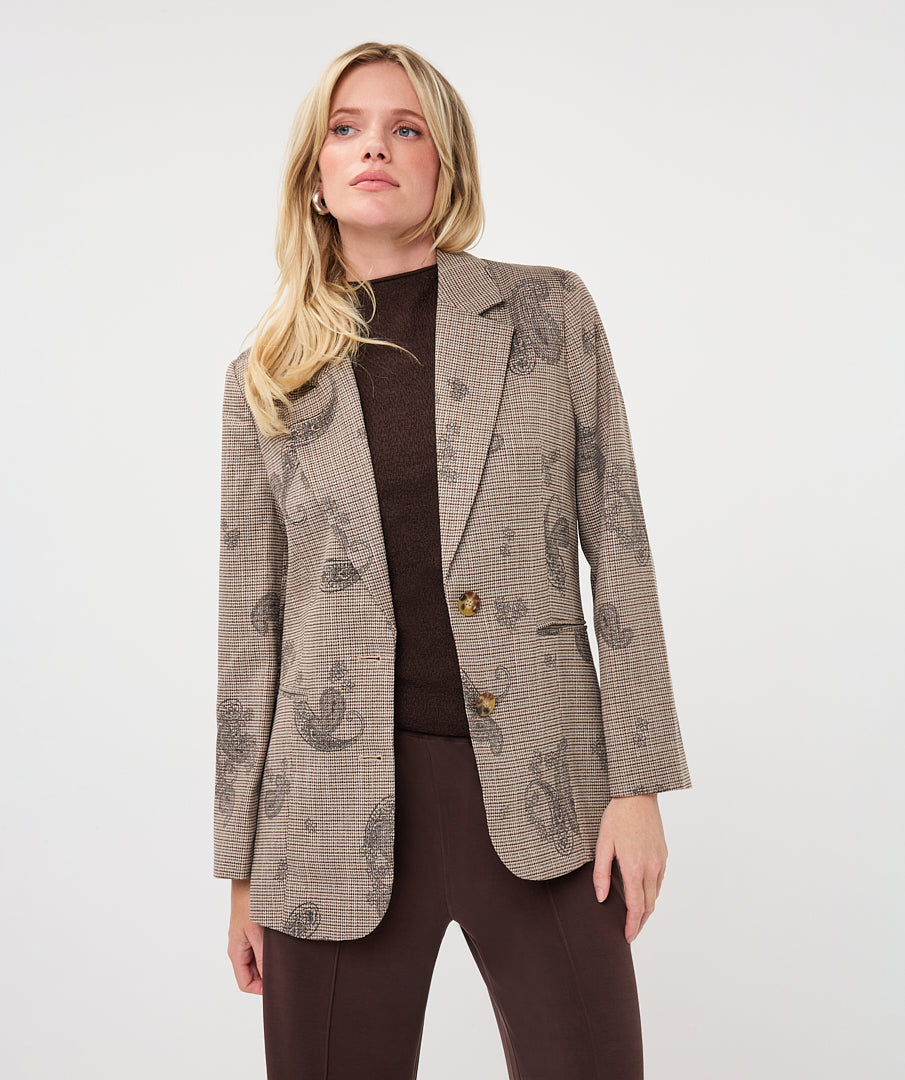 EsQualo Paisley Check Blazer