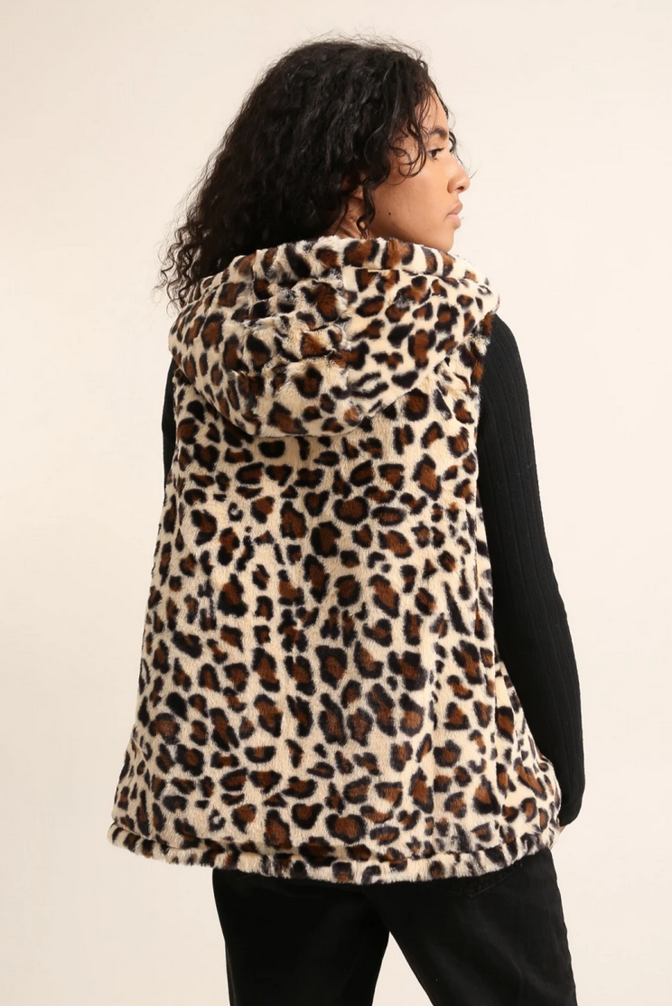 Reversible Leopard Fur & Sleeveless Jacket