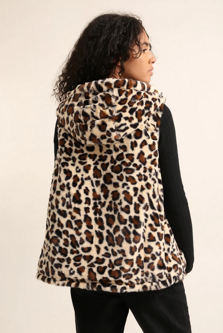 Reversible Leopard Fur & Sleeveless Jacket