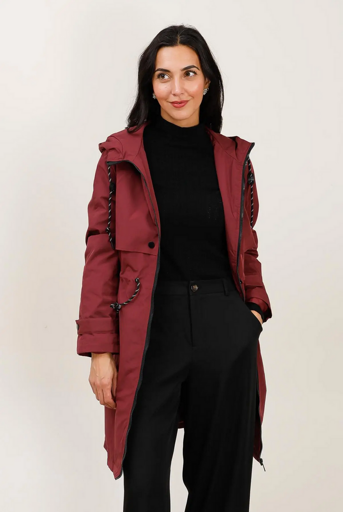 【BURGUNDY】DRAWSTRING RAGLAN PARKA Men's EVO Slimline Waterproof Parka Jacket – Red Equipment Canada