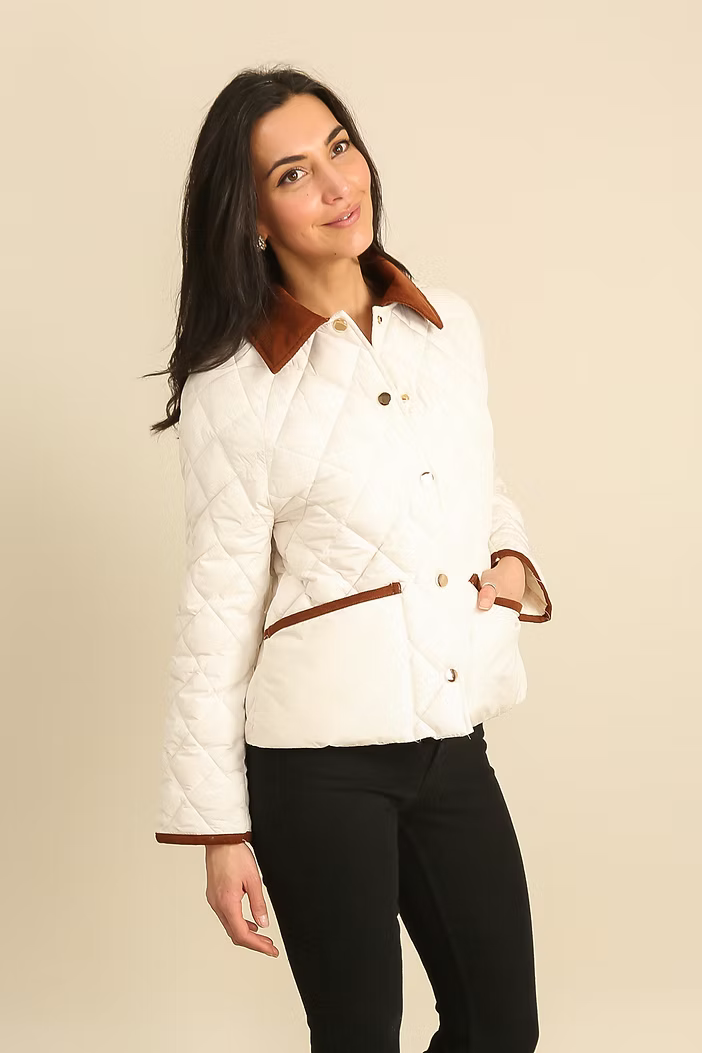 Off White Short Diamond Quilted Jacket