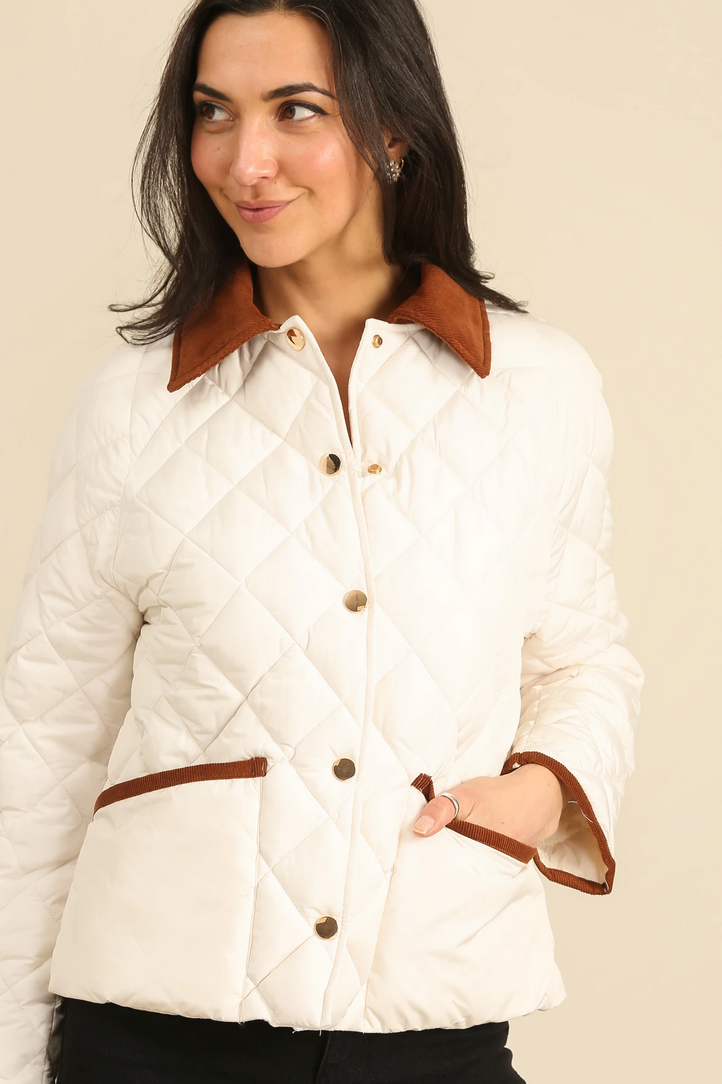 Off White Short Diamond Quilted Jacket