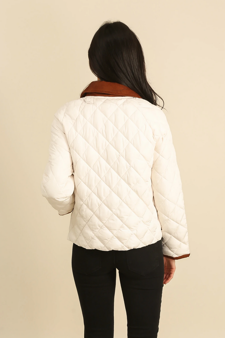Off White Short Diamond Quilted Jacket