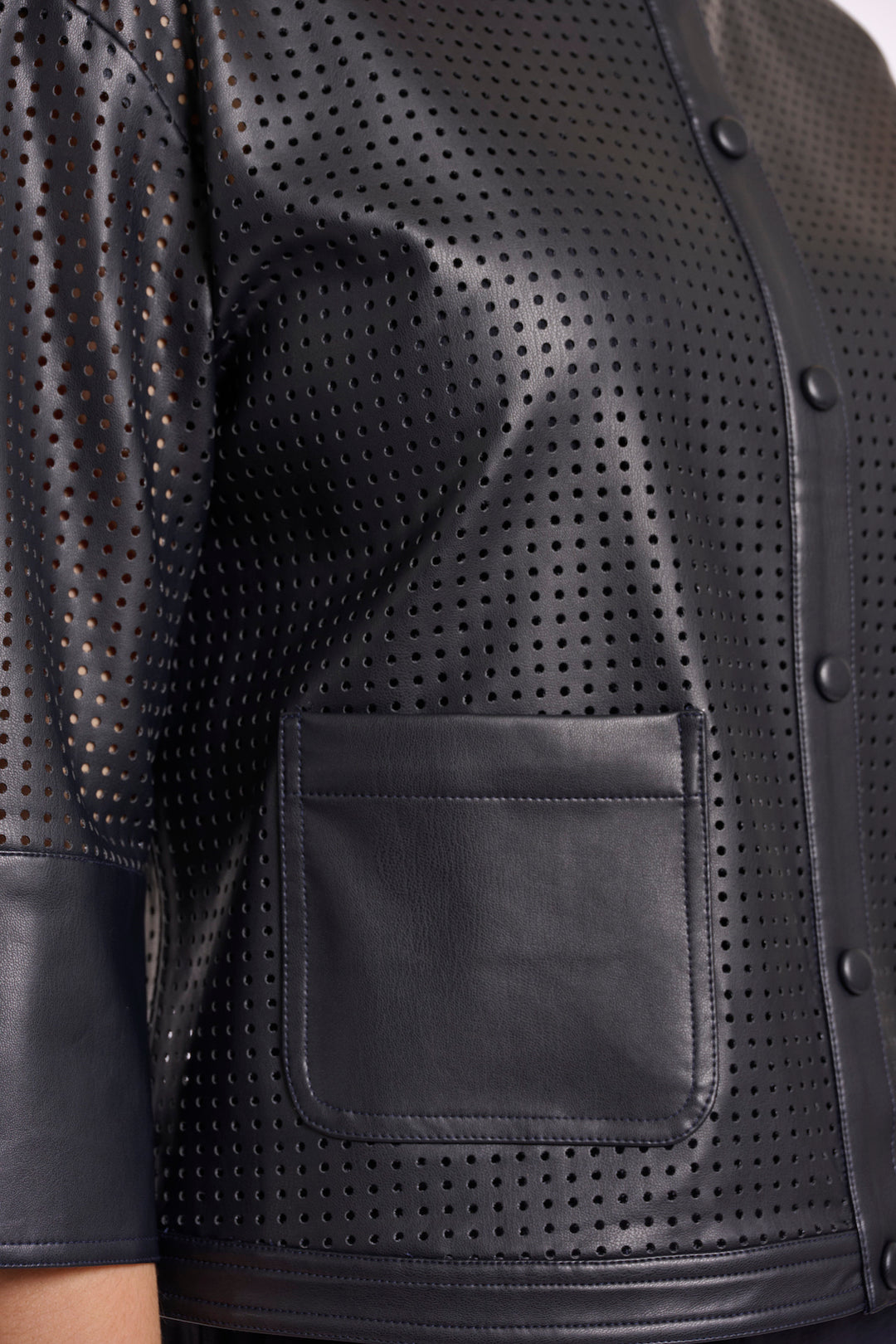 Rino & Pelle Abou Navy Perforated 3/4 Sleeve Jacket