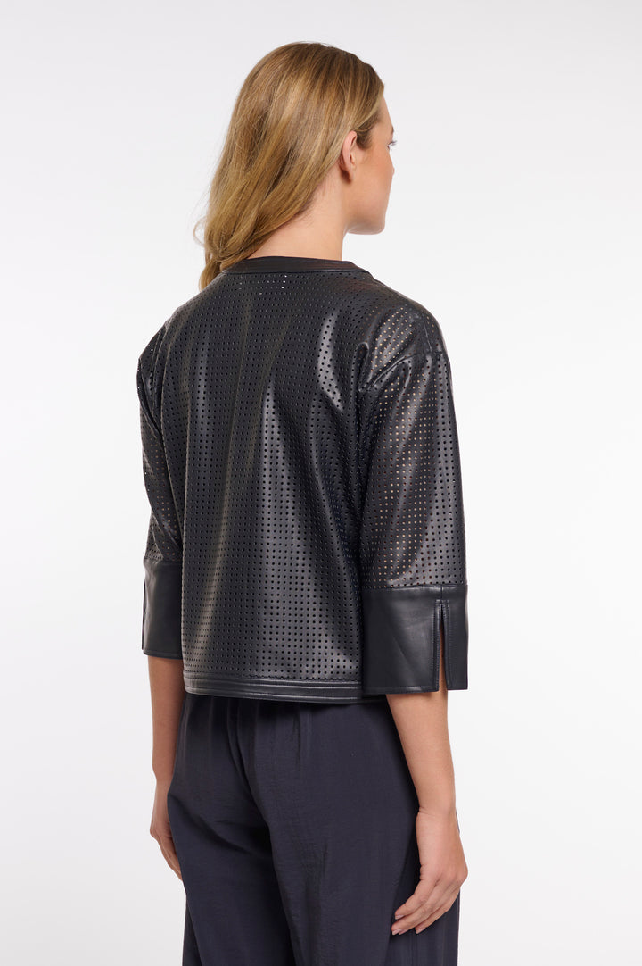 Rino & Pelle Abou Navy Perforated 3/4 Sleeve Jacket