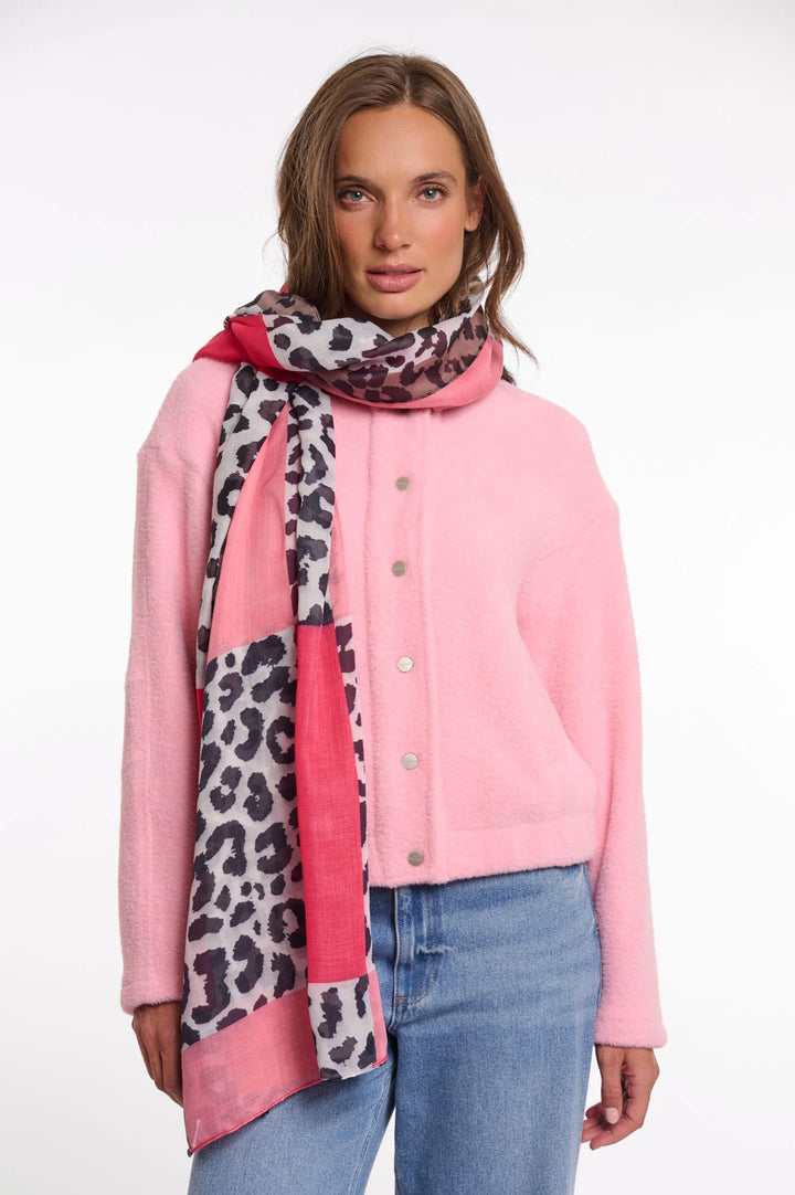Rino & Pelle Avra Leopard Print Colour Block Scarf