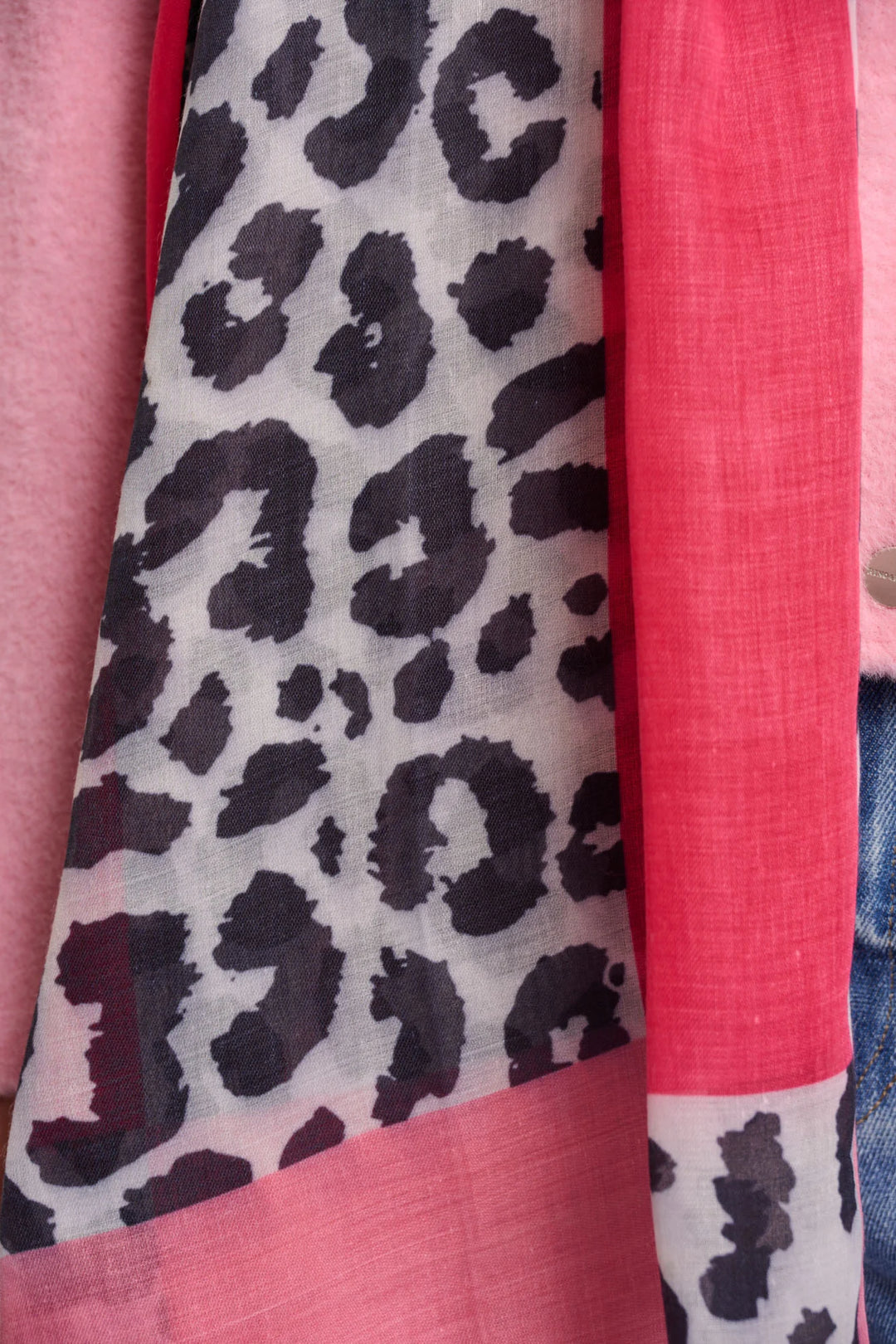 Rino & Pelle Avra Leopard Print Colour Block Scarf