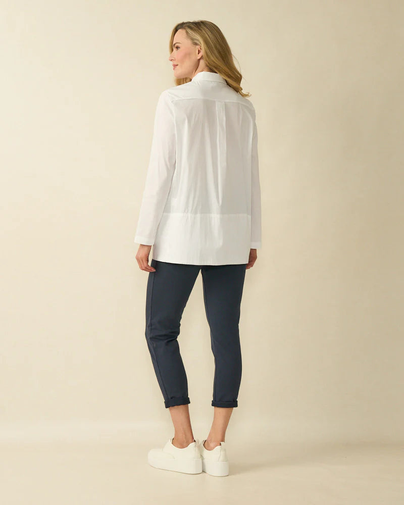 Decollage White Classic Cotton Dipped Hem Shirt