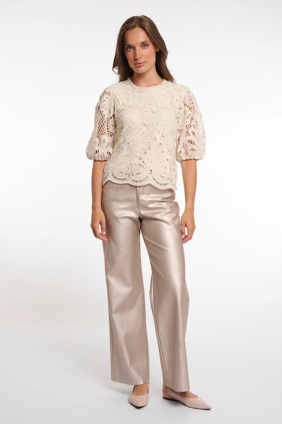 Rino & Pelle Chantalle Birch Short Balloon Sleeve Top