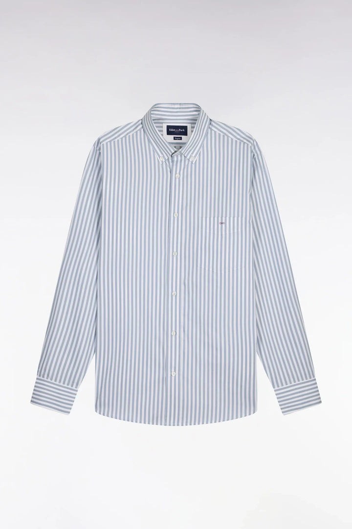 Eden Park Blue Cotton Button-Down Striped Shirt