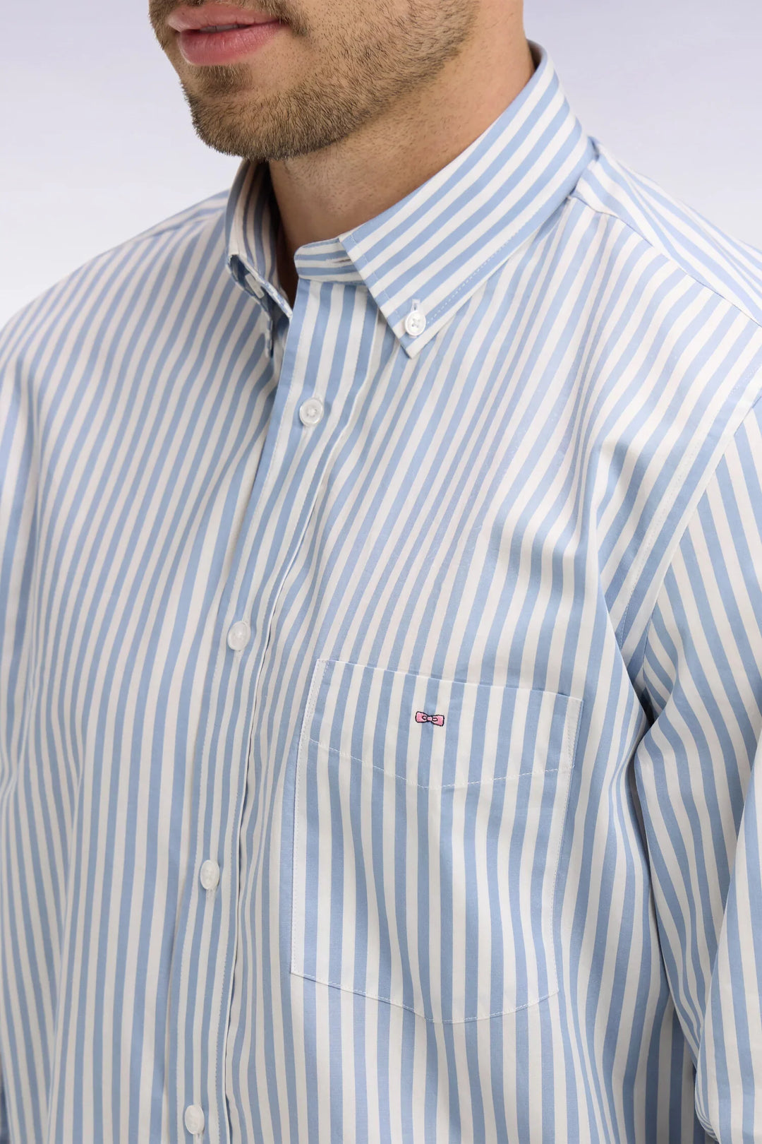 Eden Park Blue Cotton Button-Down Striped Shirt