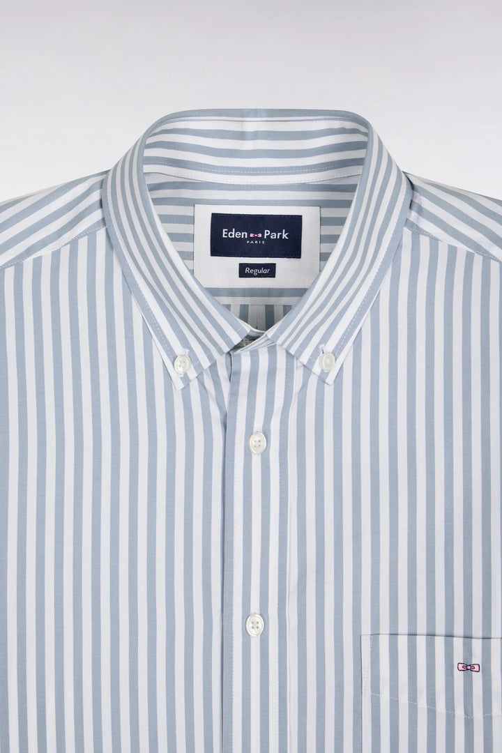 Eden Park Blue Cotton Button-Down Striped Shirt