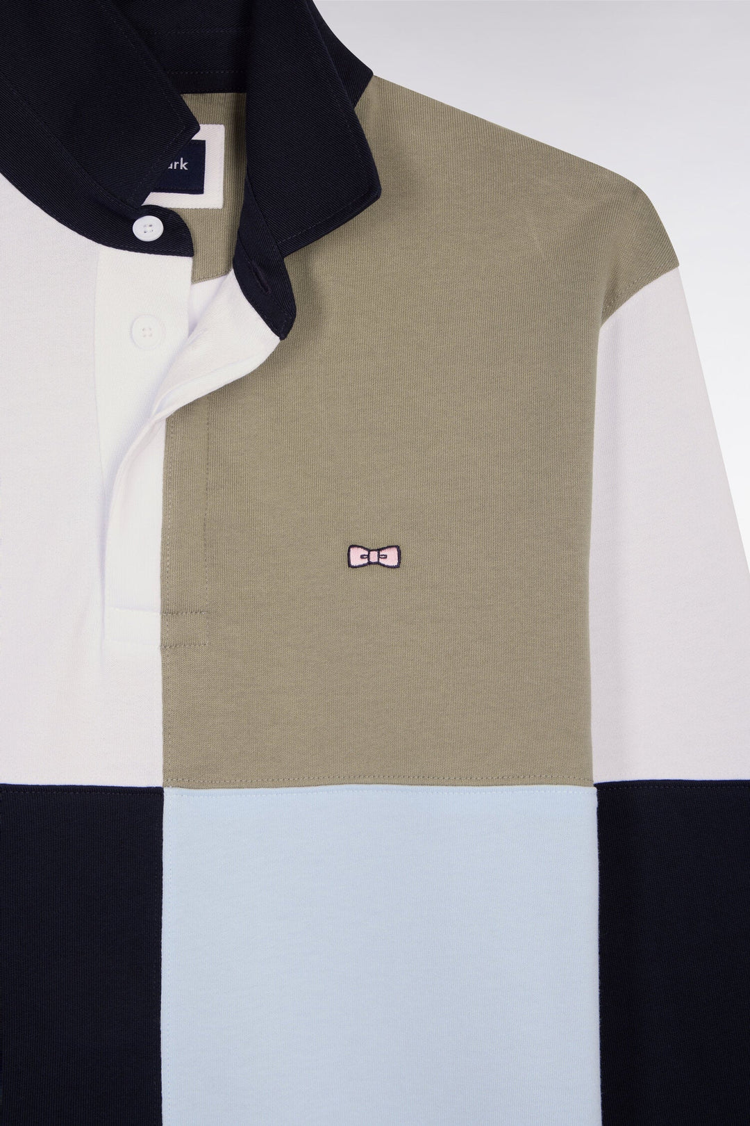 Eden Park Sky Blue & Khaki Block Long-Sleeved Rugby Shirt