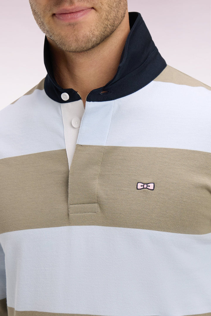 Eden Park Sky Blue & Khaki Long-Sleeved Rugby Shirt