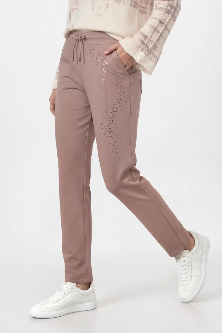 Monari Taupe Joggers with Rhinestones