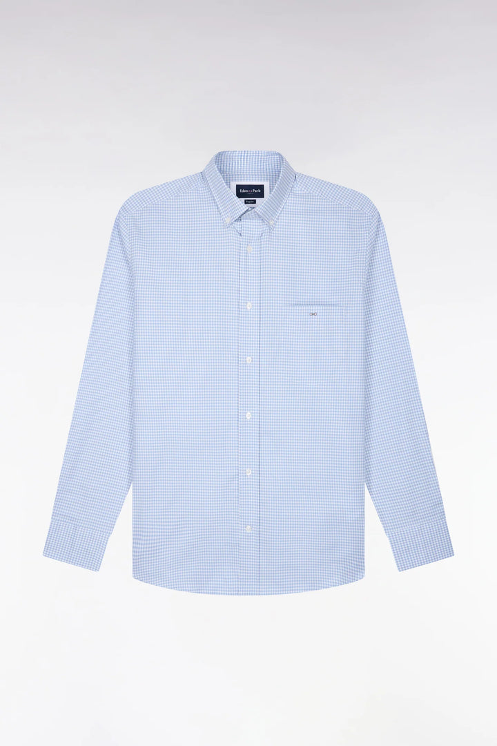 Eden Park Straight Cut Gingham Check Shirt, Blue