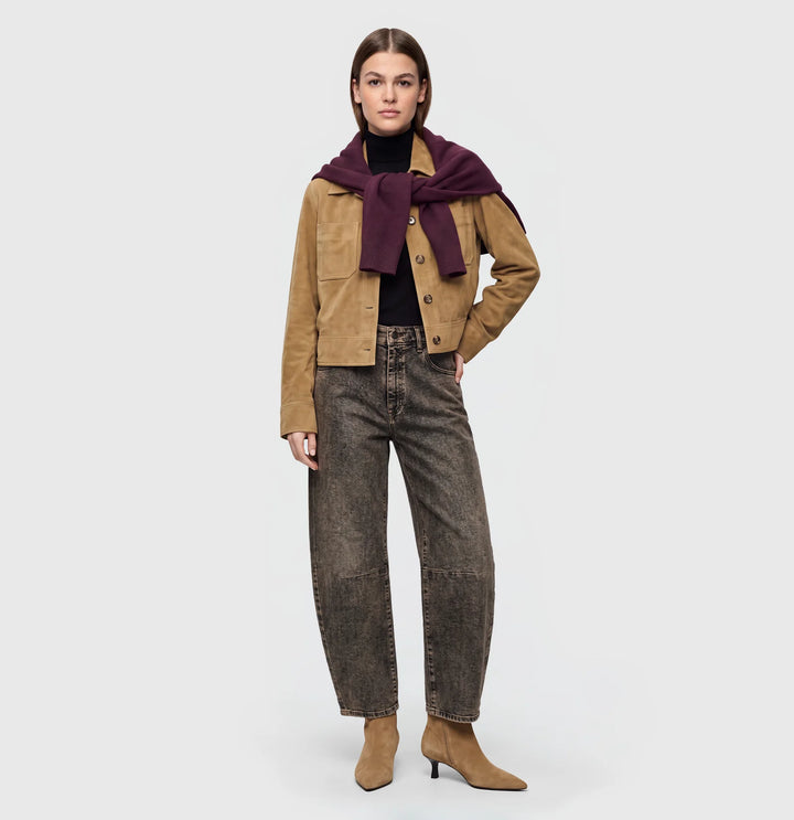 Mac Jeans Dakota Barrel Brown Crincle Wash Jeans