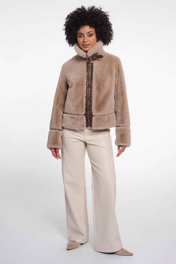 Rino & Pelle Lambra Short Faux Fur Jacket, Oat