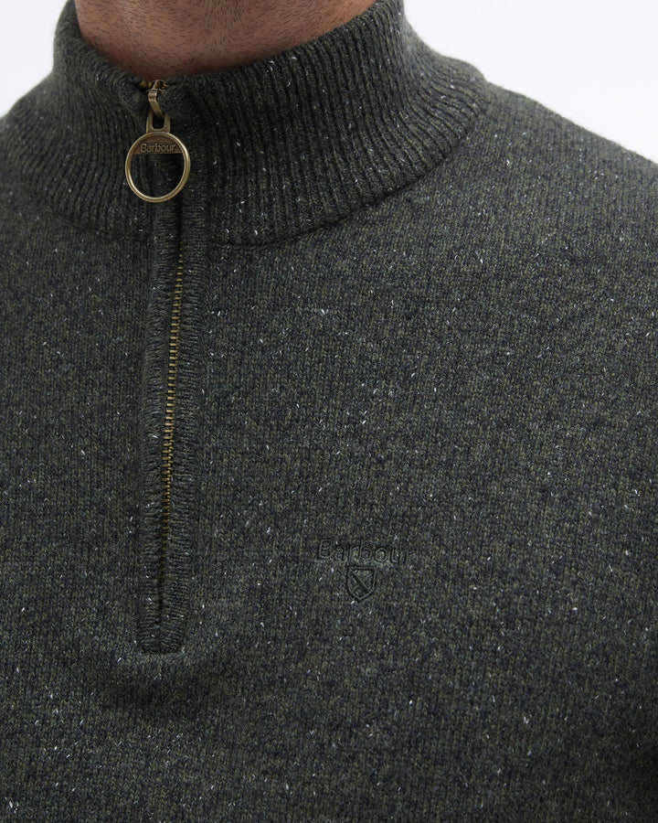 Barbour Tisbury Half Zip, Dark Seaweed