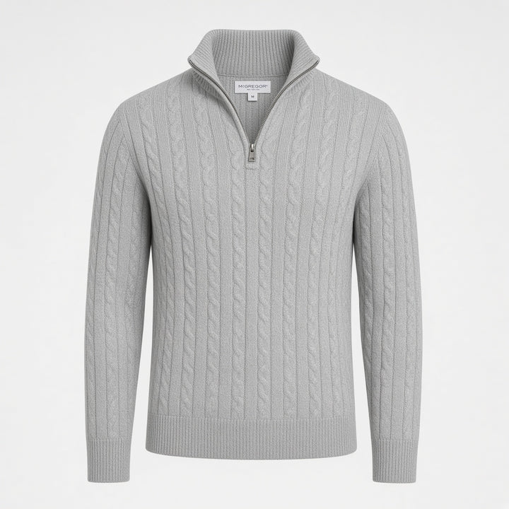 McGregor Lambswool Cable Zip Knit Sweater, Grey