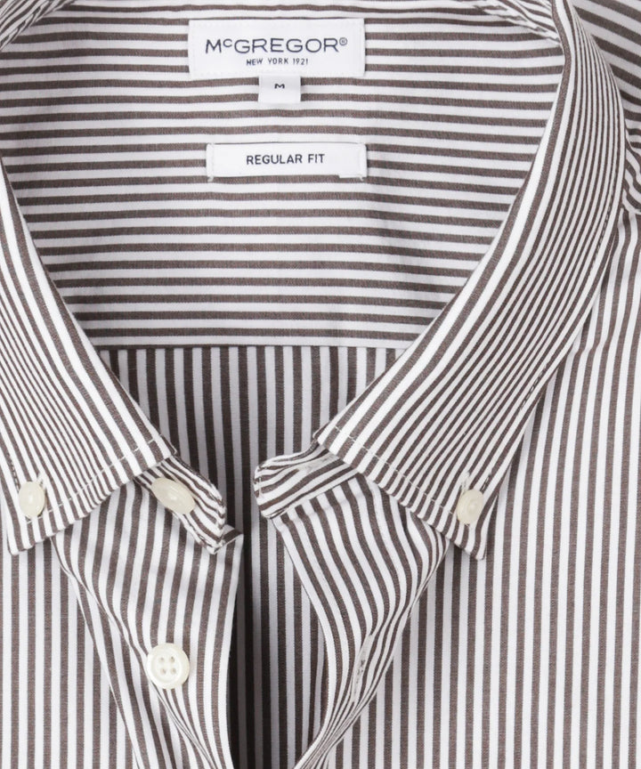 McGregor Poplin Stripe Shirt, Chocolate Brown
