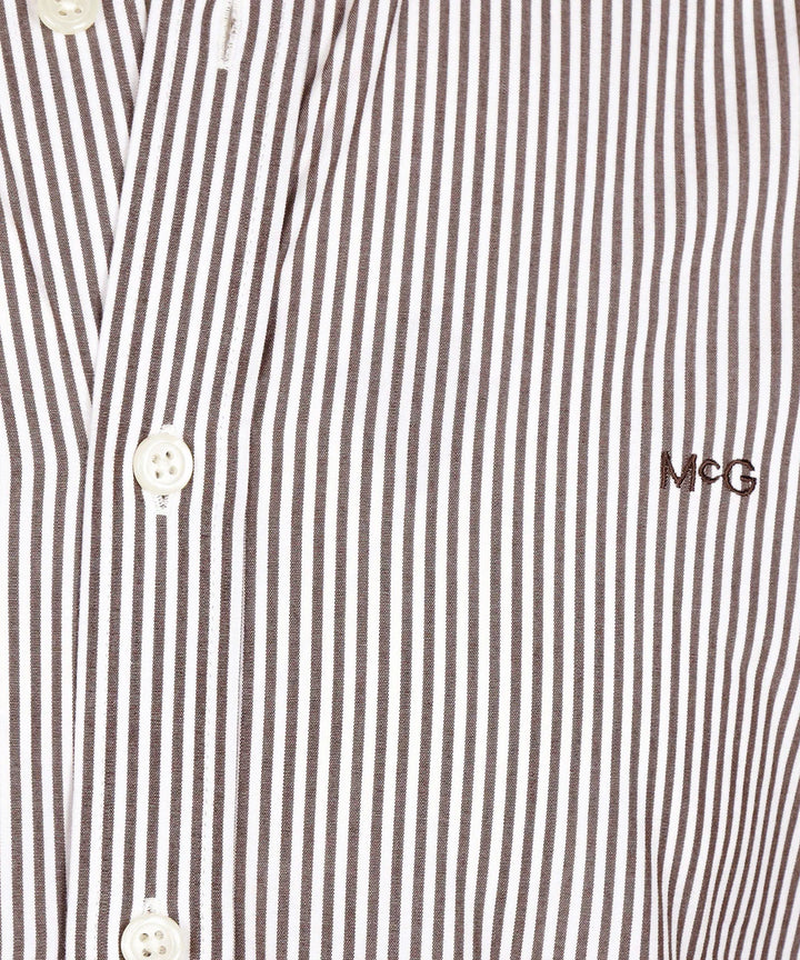 McGregor Poplin Stripe Shirt, Chocolate Brown