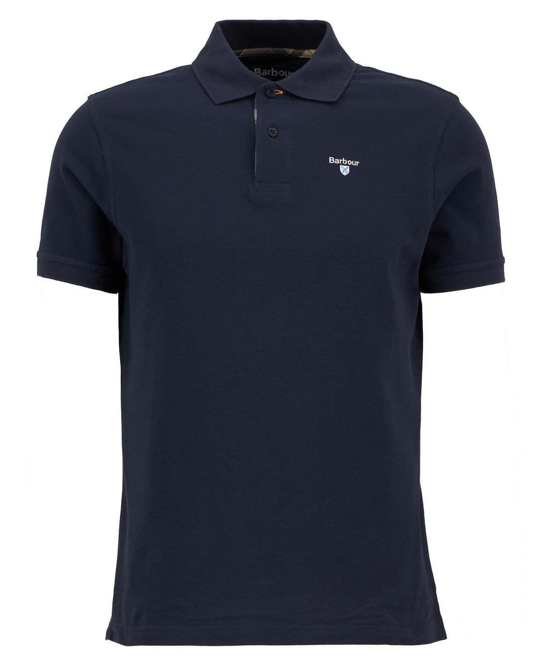 Barbour Tartan Pique Tailored Polo Shirt, New Navy