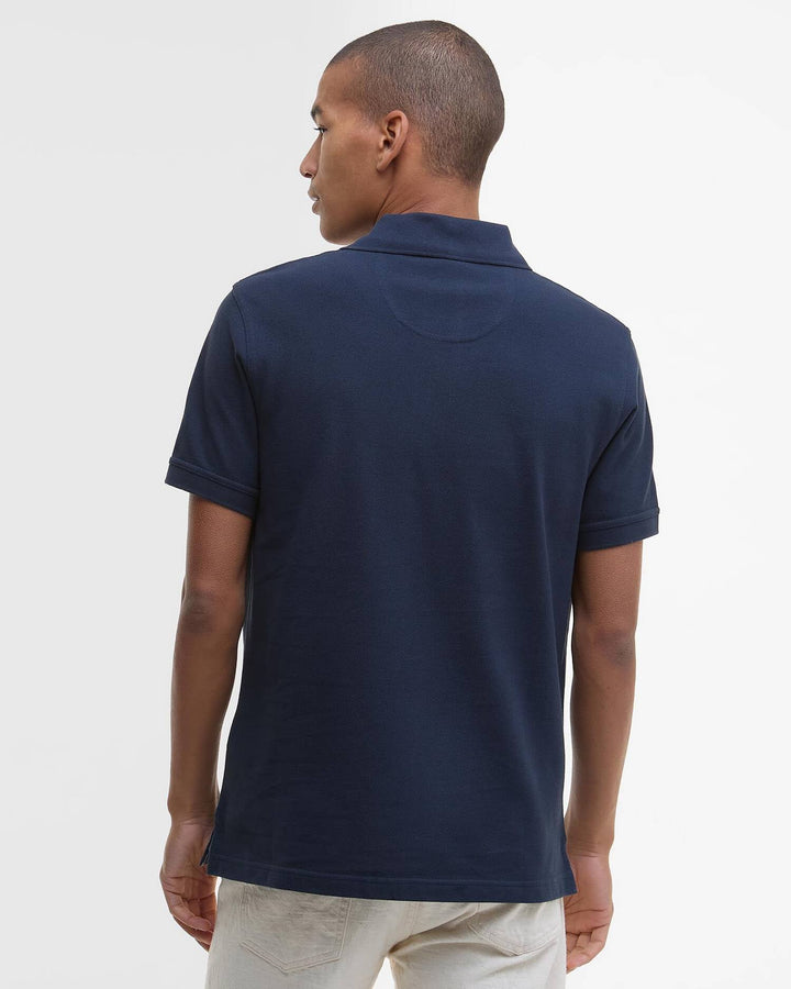 Barbour Tartan Pique Tailored Polo Shirt, New Navy