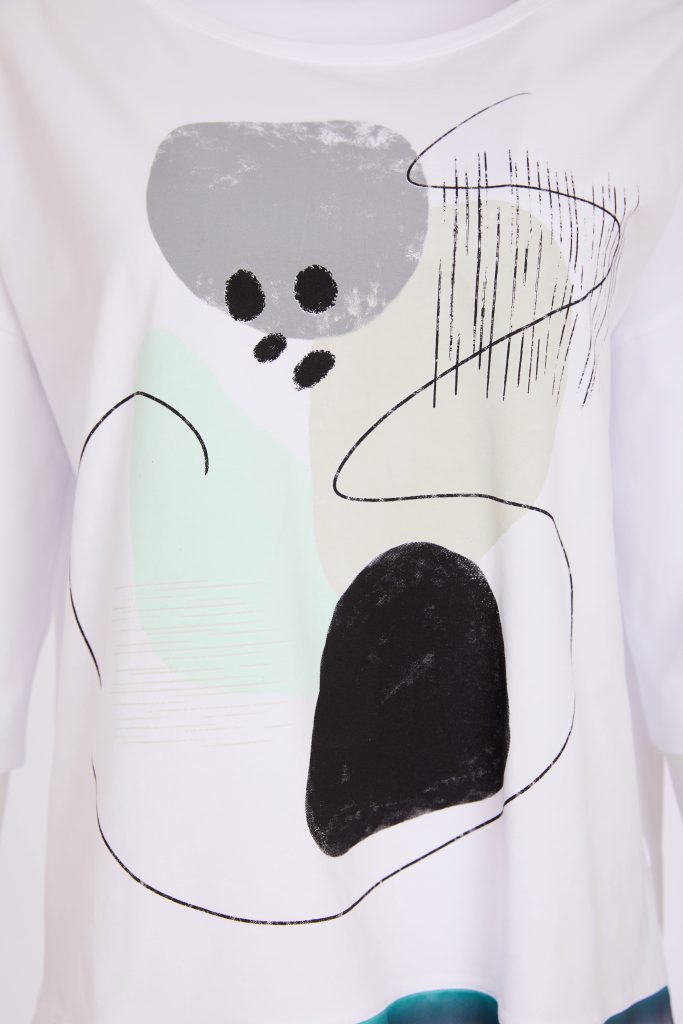 NAYA White & Mint Placement Print Top