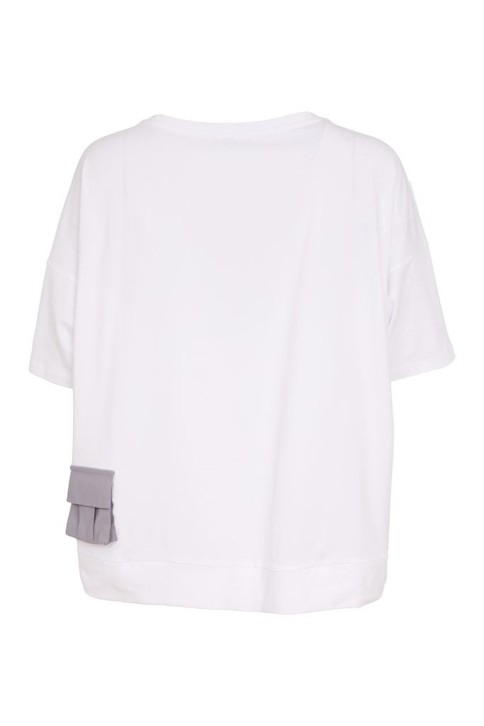 NAYA White & Dove Round Neck Top