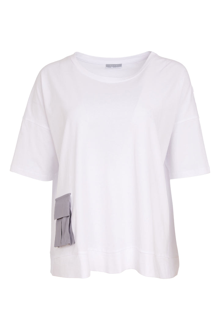 NAYA White & Dove Round Neck Top