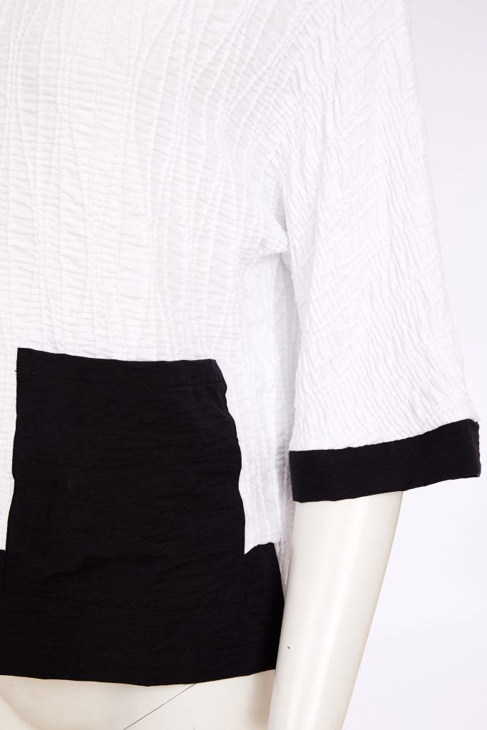 NAYA Embossed Jacquard & Contrast Sections Top