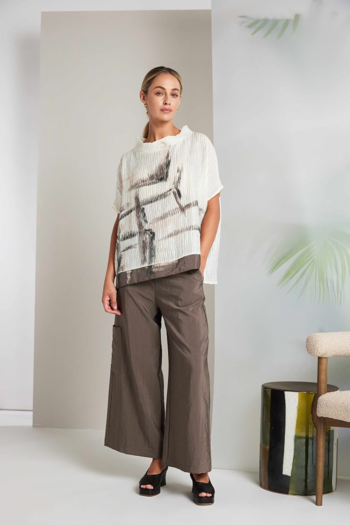 NAYA Taupe Wide Leg Trousers