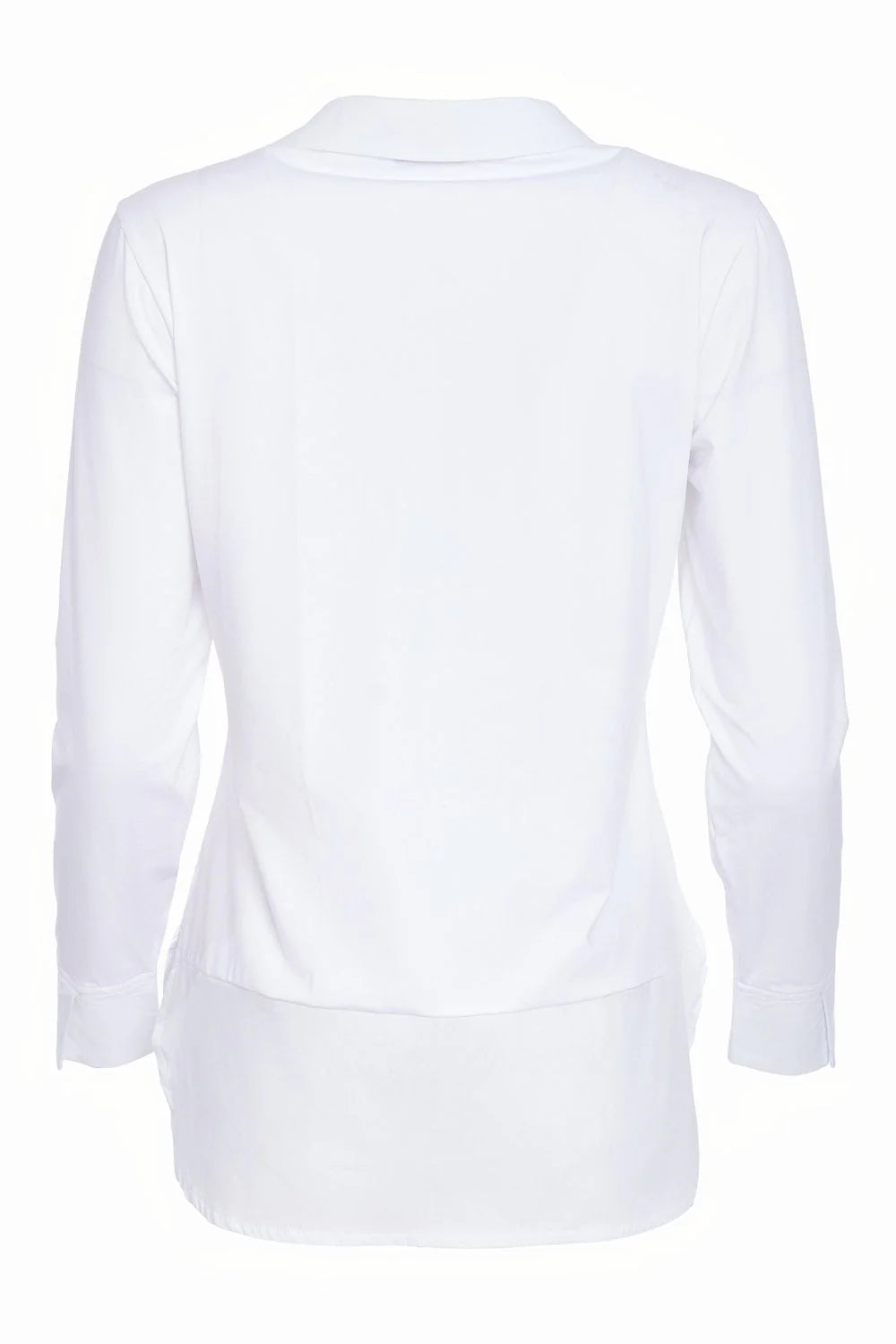 Naya White Jersey Top / Cotton Collar Cuff & Hem Panel